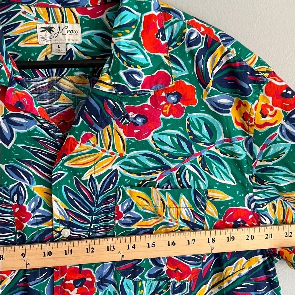 J. Crew Tropical Hawaiian Leaf Print Shirt - Large
